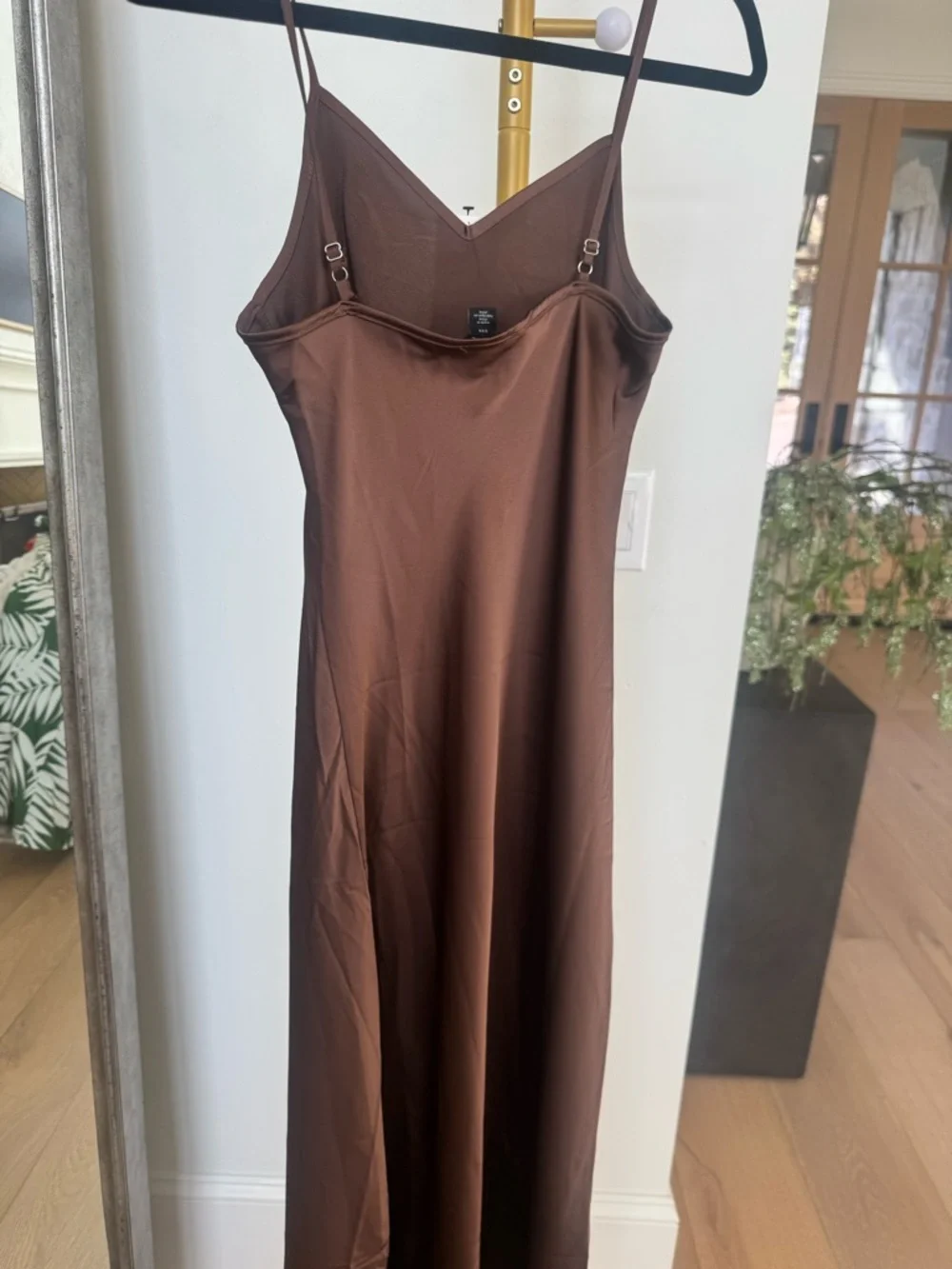 Nordstrom Brown Satin Maxi Slip Dress - Picture 3 of 5